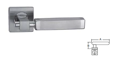 SS Square Solid Lever Handle on Rose