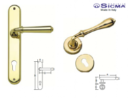 Internal door handle pair Compass Wood Series Shisha Polished Brass Sicma 