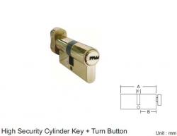 HIGH SECURITY CYLINDER KEY + TURN BUTTON