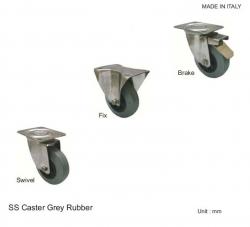STAINLESS STEEL CASTER GREY RUBBER