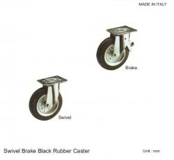SWIVEL BRAKE BLACK RUBBER CASTER