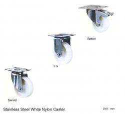 STAINLESS STEEL WHITE NYLON CASTER