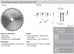 TRIMMING SAW BLADE WITH CHIP LIMITERS 500MM DIA X 44 Z