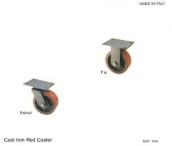 CAST IRON RED CASTER WHEEL- 200MM DIAMETER/ 255 HEIGHT- 1500 KG