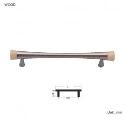 CURVED WOOD HANDLE - 132mm LENGTH / 96mm CENTER TO CENTER