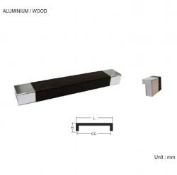 ALUMINUM / WOOD PULL HANDLE - 160mmL LENGTH / 128mm CENTER TO CE